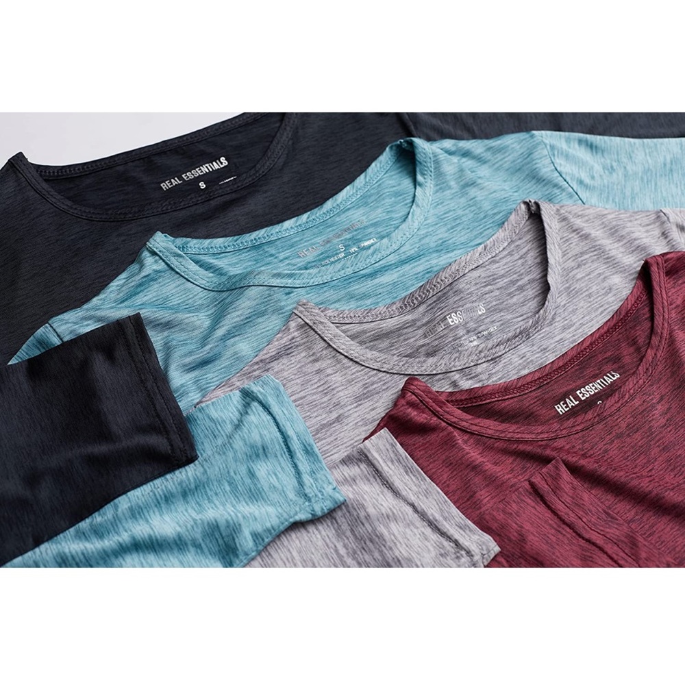 Real Essentials 4 Pack Womens Dry-Fit Long Sleeve Top Size L - Picture 5 of 6